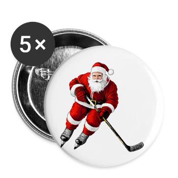 Weihnachten Eishockeyspieler - Buttons klein 25 mm (5er Pack) - Weiß - Vorne