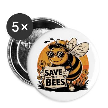 Sauver les abeilles drôle dessin animé style abeille - Lot de 5 petits badges (25 mm) - blanc - Devant