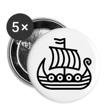 Bateau Viking - Lot de 5 petits badges (25 mm) - blanc - Devant