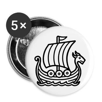 Bateau Viking - Lot de 5 petits badges (25 mm) - blanc - Devant