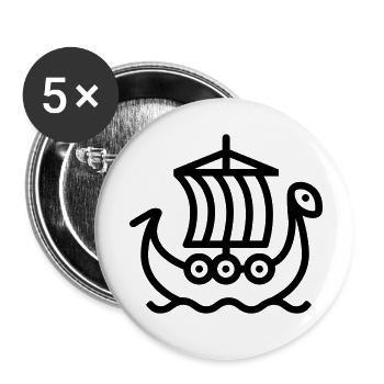 Bateau Viking - Lot de 5 petits badges (25 mm) - blanc - Devant