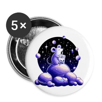 Mondträume Maus mit Bubble Tea - Buttons klein 25 mm (5er Pack) - Weiß - Vorne
