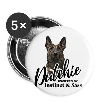 Dutch Shepherd – Dutchie - Buttons klein 25 mm (5er Pack) - Weiß - Vorne