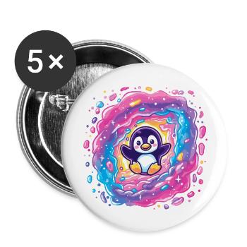 Bunter Pinguin im Wirbelportal - Buttons klein 25 mm (5er Pack) - Weiß - Vorne