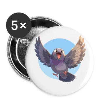 Pigeons Pigeon - Lot de 5 petits badges (25 mm) - blanc - Devant