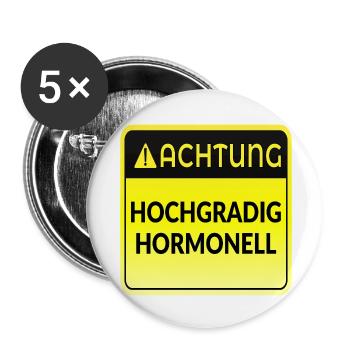ACHTUNG HORMONE WECHSELJAHRE - Buttons klein 25 mm (5er Pack) - Weiß - Vorne