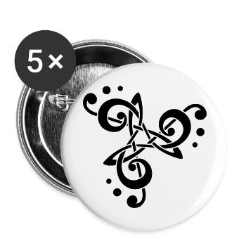 musical note in triskelion - Buttons small 1''/25 mm (5-pack) - white - Front