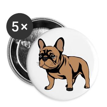 Chiens bouledogues français cadeau de Noël - Lot de 5 petits badges (25 mm) - blanc - Devant