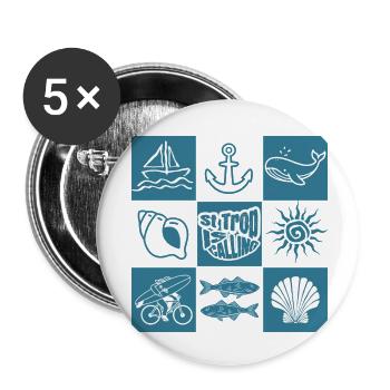 Rufe der ozeanischen nautischen Muster - Buttons klein 25 mm (5er Pack) - Weiß - Vorne
