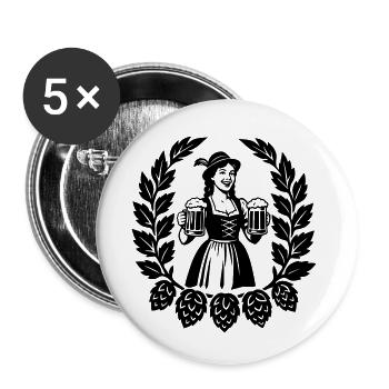 Bier Mädchen - Buttons small 1''/25 mm (5-pack) - white - Front