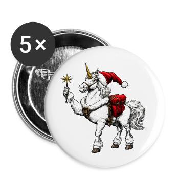 Einhorn Weihnachten - Buttons klein 25 mm (5er Pack) - Weiß - Vorne