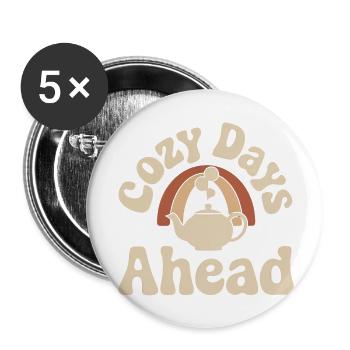 Cozy Days Ahead – Vintage Teapot - Buttons small 1''/25 mm (5-pack) - white - Front