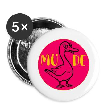 GANS GÄNSE Müde - Buttons klein 25 mm (5er Pack) - Weiß - Vorne