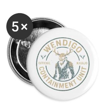 Wendigo-Eindämmungseinheit Lustiger Mythos Wendigo - Buttons klein 25 mm (5er Pack) - Weiß - Vorne