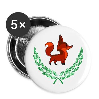 Fox in Laurel Wreath - Buttons small 1''/25 mm (5-pack) - white - Front