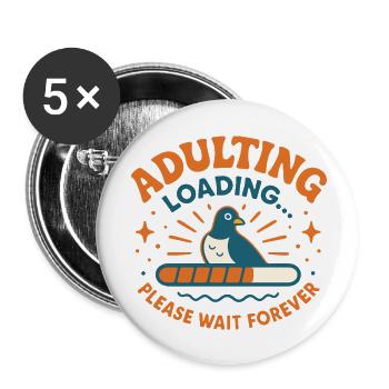 Pigeon de chargement adulte - Lot de 5 petits badges (25 mm) - blanc - Devant