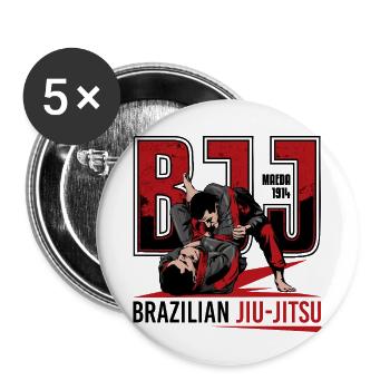 Brazilian Jiu-Jitsu Martial Arts - Buttons small 1''/25 mm (5-pack) - white - Front