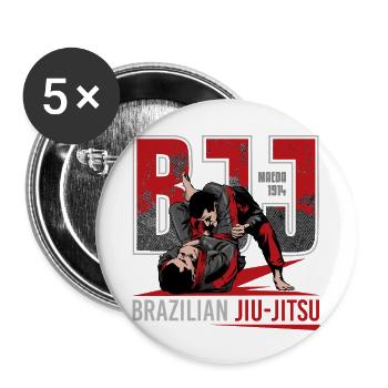 Brazilian Jiu-Jitsu Martial Arts - Buttons small 1''/25 mm (5-pack) - white - Front