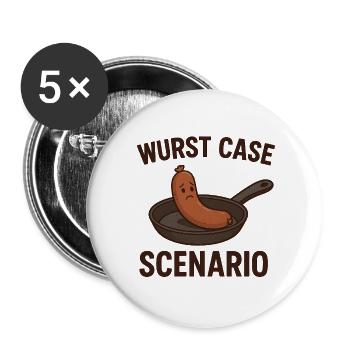 Scénario de la Caisse de la Saucisse - Lot de 5 petits badges (25 mm) - blanc - Devant