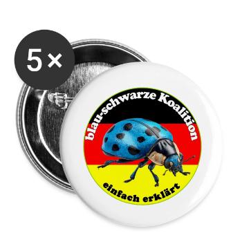 Blauer Käfer widerspiegelt den Wählerwillen - Buttons klein 25 mm (5er Pack) - Weiß - Vorne
