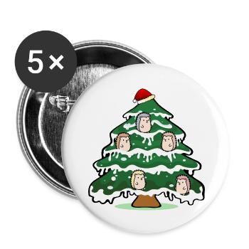Sapin de Noël drôle Hérisson de Noël - Lot de 5 petits badges (25 mm) - blanc - Devant