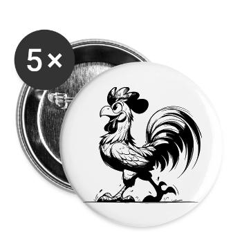 Farm Rooster Alarm from 5 a.m. - Loud, Proud - Buttons small 1''/25 mm (5-pack) - white - Front