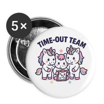 Unicorn Handball Team, Time Out, Kids - Buttons small 1''/25 mm (5-pack) - white - Front