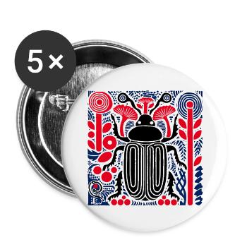 Kaefer im Retro-Pop-Art Look - Buttons klein 25 mm (5er Pack) - Weiß - Vorne