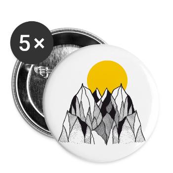 Golden Sun over Mountain Peaks - Buttons small 1''/25 mm (5-pack) - white - Front