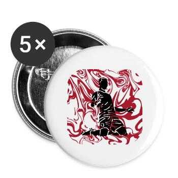 Red Flames footballer - Buttons small 1''/25 mm (5-pack) - white - Front