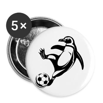 Penguin Soccer Player Silhouette Soccer Goal Kick - Buttons small 1''/25 mm (5-pack) - white - Front