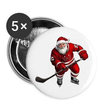 Weihnachtsmann Eishockeyspieler - Buttons klein 25 mm (5er Pack) - Weiß - Vorne