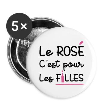 ROSÉ IS FOR GIRLS! - Buttons small 1''/25 mm (5-pack) - white - Front