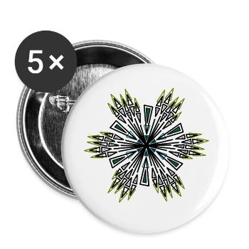 Étoile géométrique en spirale bleu-vert - Lot de 5 petits badges (25 mm) - blanc - Devant