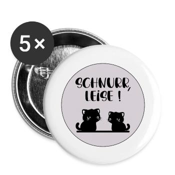 Katzen Leise Schnurren - Buttons klein 25 mm (5er Pack) - Weiß - Vorne