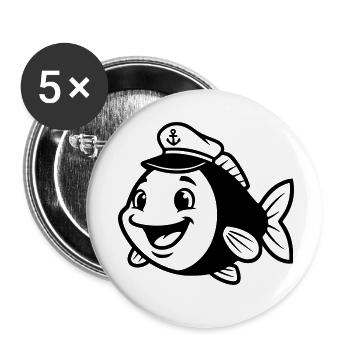 École de pêche au cercle de pêche au crochet - Lot de 5 petits badges (25 mm) - blanc - Devant