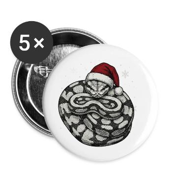Königspython Weihnachten Ball Python Schlange - Buttons klein 25 mm (5er Pack) - Weiß - Vorne