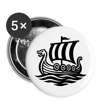 Navire Viking Bateau Dragon Viking - Lot de 5 petits badges (25 mm) - blanc - Devant