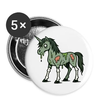 Licorne zombie en décomposition avec de la bave et des os - Lot de 5 petits badges (25 mm) - blanc - Devant