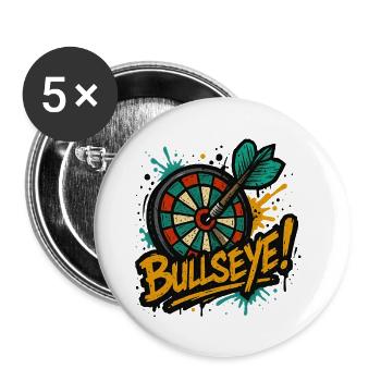 Fléchette dans le mille - Lot de 5 petits badges (25 mm) - blanc - Devant