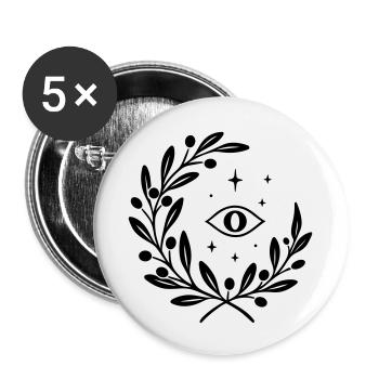 Mystic Yule mit Auge - Weihnachten Julfest - Buttons klein 25 mm (5er Pack) - Weiß - Vorne
