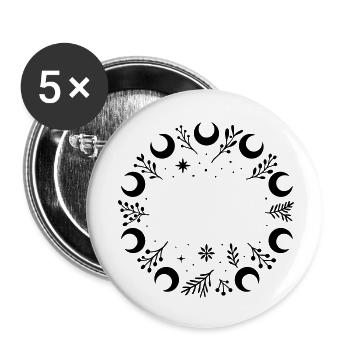 Mystic Yule Kranz mit Monden, Zweigen und Sterne - Buttons klein 25 mm (5er Pack) - Weiß - Vorne