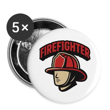 Feuerwehrheld Retro - Buttons klein 25 mm (5er Pack) - Weiß - Vorne