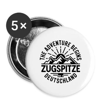 Zugspitze - L’aventure commence - Conception de souvenirs - Lot de 5 petits badges (25 mm) - blanc - Devant