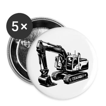Starker Bagger die Maschine mit dem langen Arm - Buttons klein 25 mm (5er Pack) - Weiß - Vorne