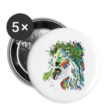 Explosion des couleurs rastafari de Jésus - Lot de 5 petits badges (25 mm) - blanc - Devant