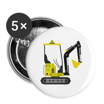 Bagger - Buttons klein 25 mm (5er Pack) - Weiß - Vorne