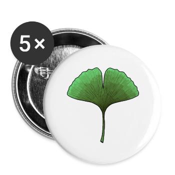 Ginkgo Fächerblatt Aura - Buttons klein 25 mm (5er Pack) - Weiß - Vorne