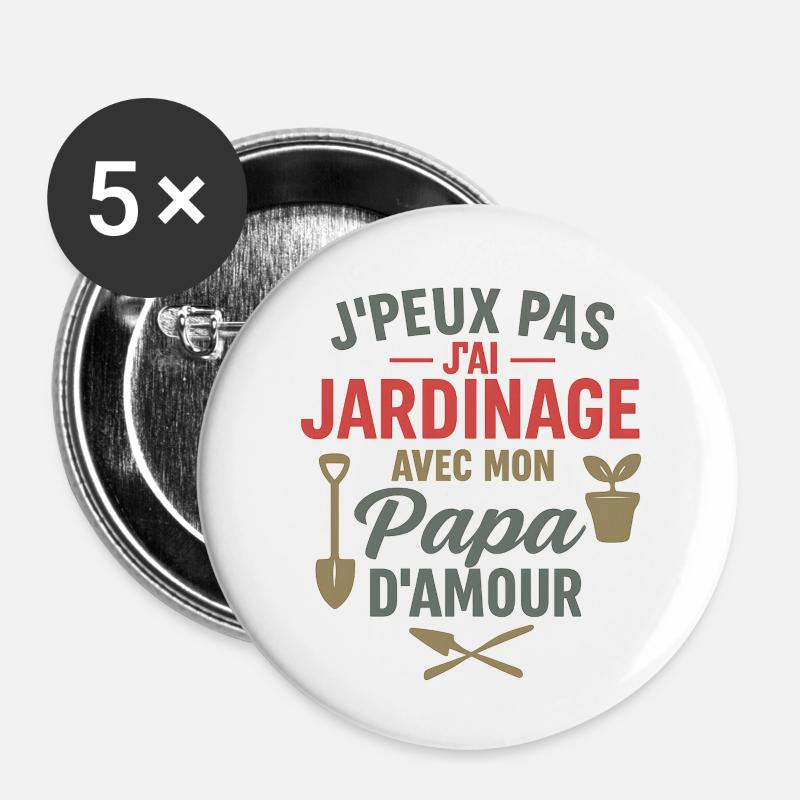 Gartenarbeit Daddy Love - Buttons klein 25 mm (5er Pack) - Weiß