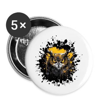 Owl Night Owl Splatter - Buttons small 1''/25 mm (5-pack) - white - Front